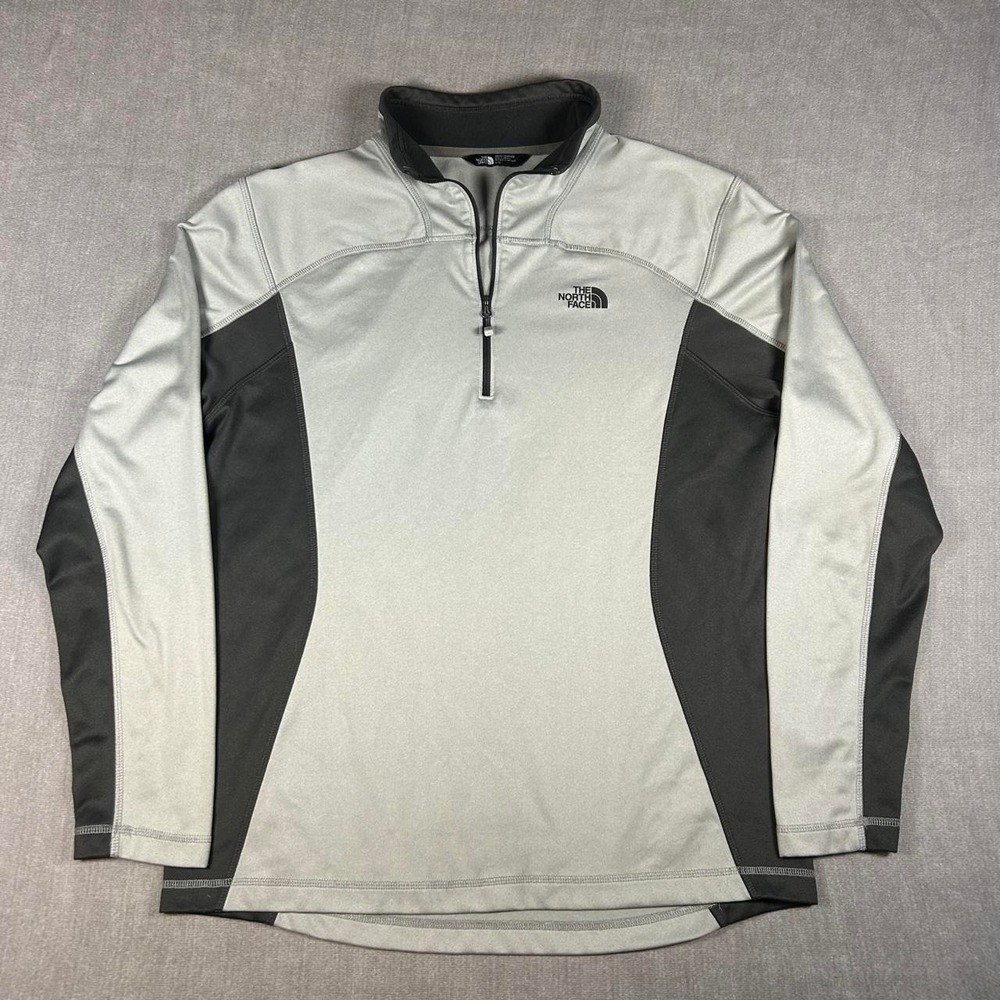 The North Face Mens Quarter Zip Pullover Grey Charcoal Colorblock Large L